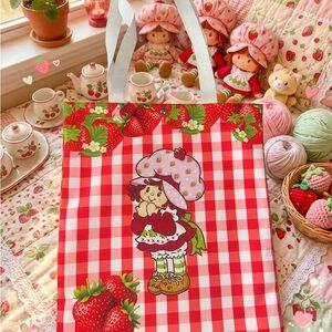 Strawberry Themed Tote Bag 15”x13”